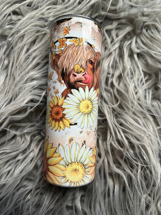 sunflower and cow tumbler