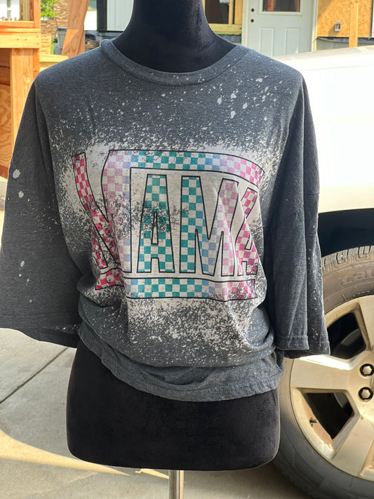 Mama checkered bleached tee